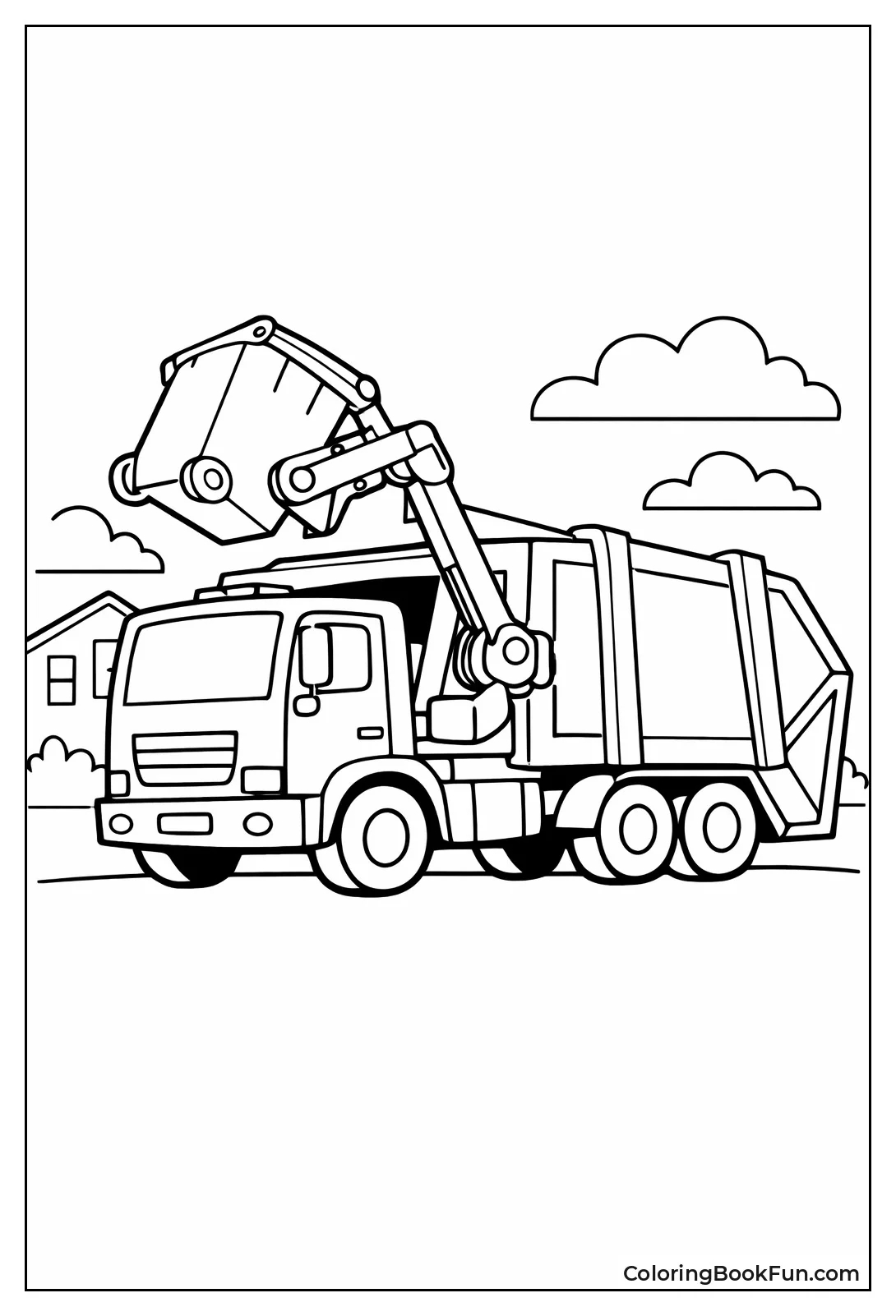 Garbage Truck Lifts Bin