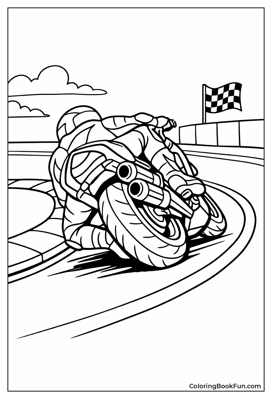 Motorcycle Turns Sharp Corner