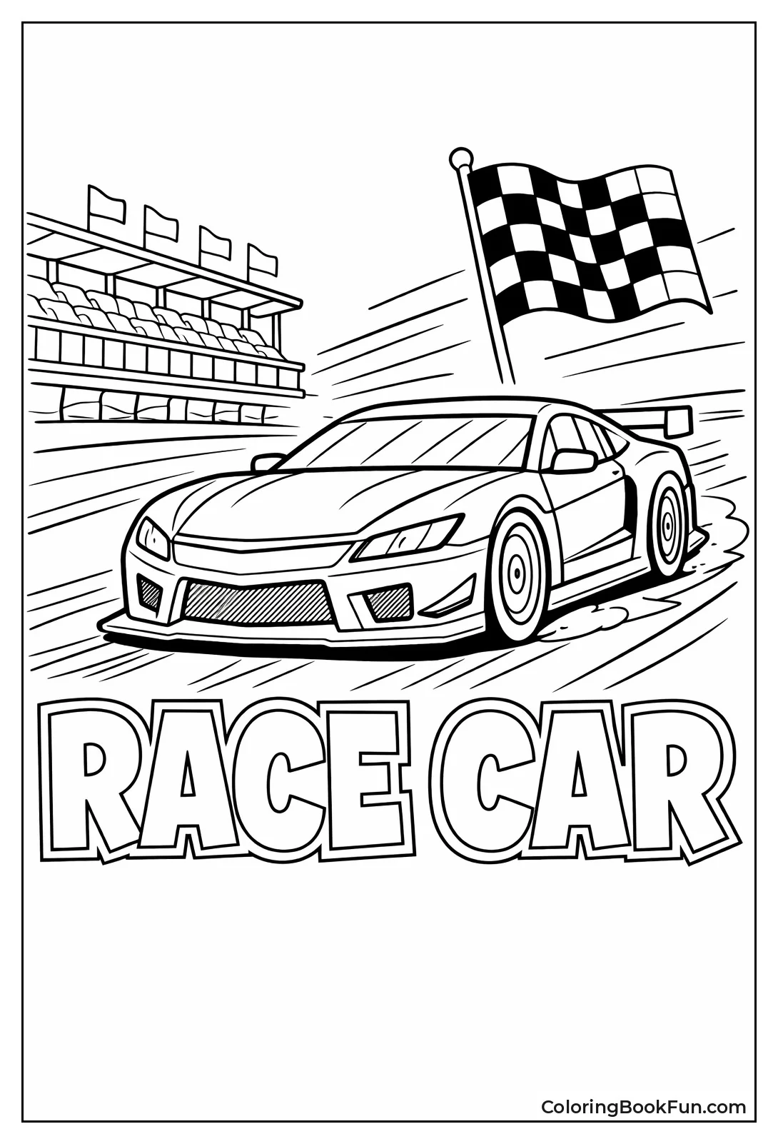 Race Car Speeds Down Track