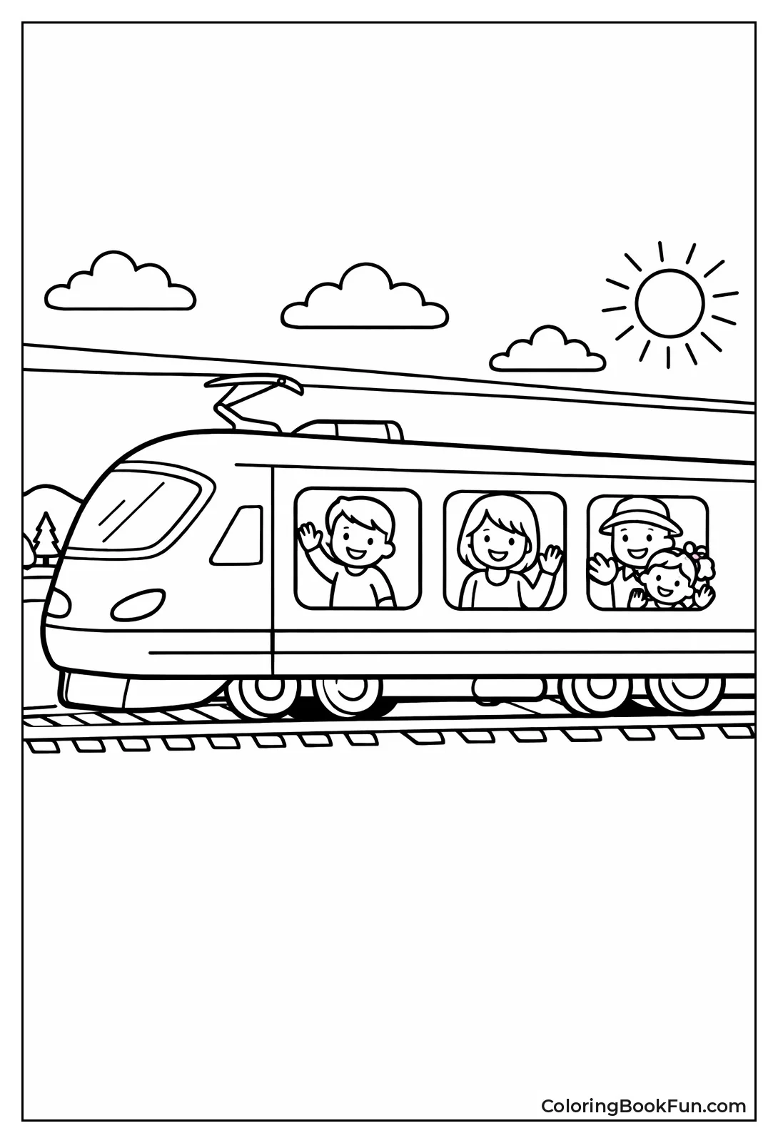 Passengers Wave from Train