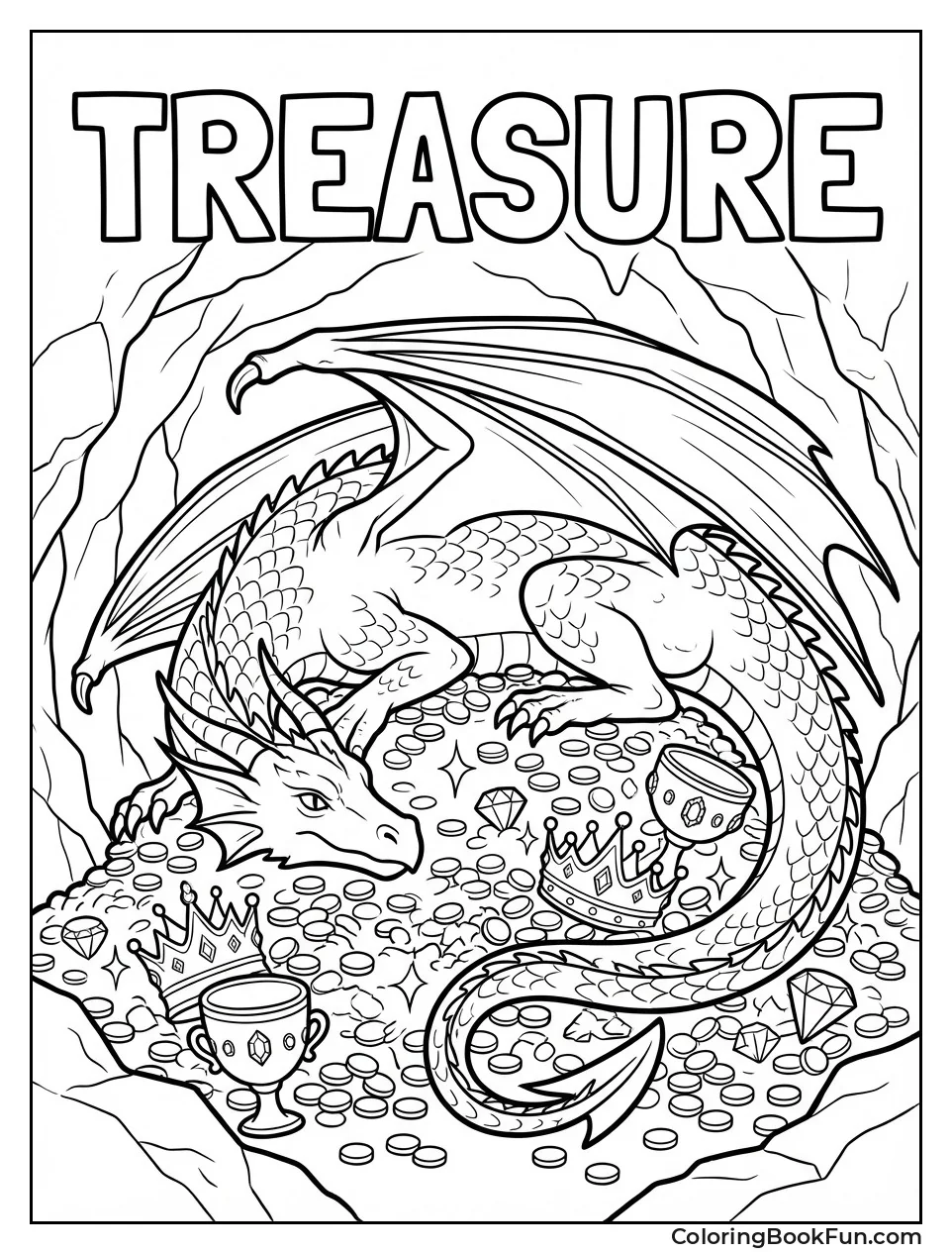Dragon Guarding Treasure Pile