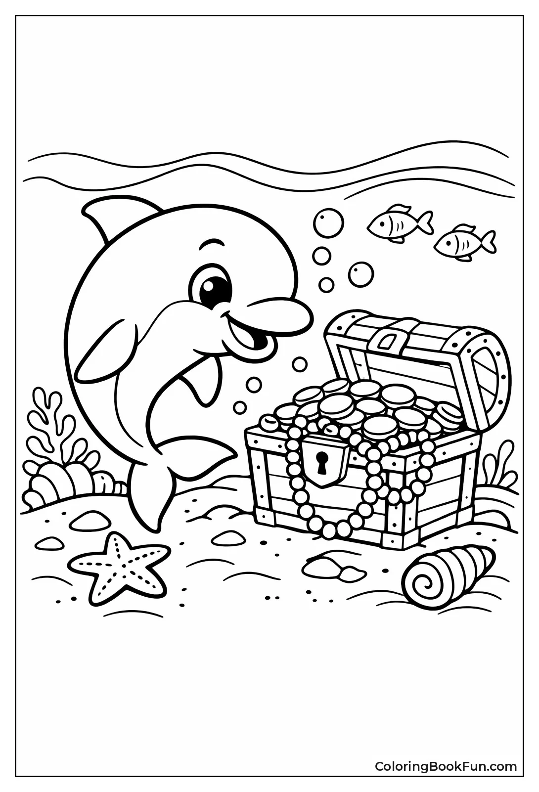 Dolphin Finding Treasure Chest