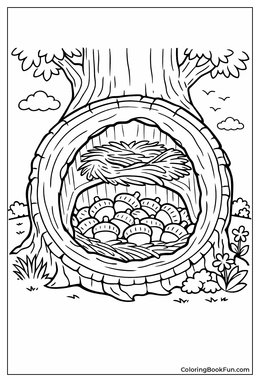 Squirrel Hides Acorns Inside