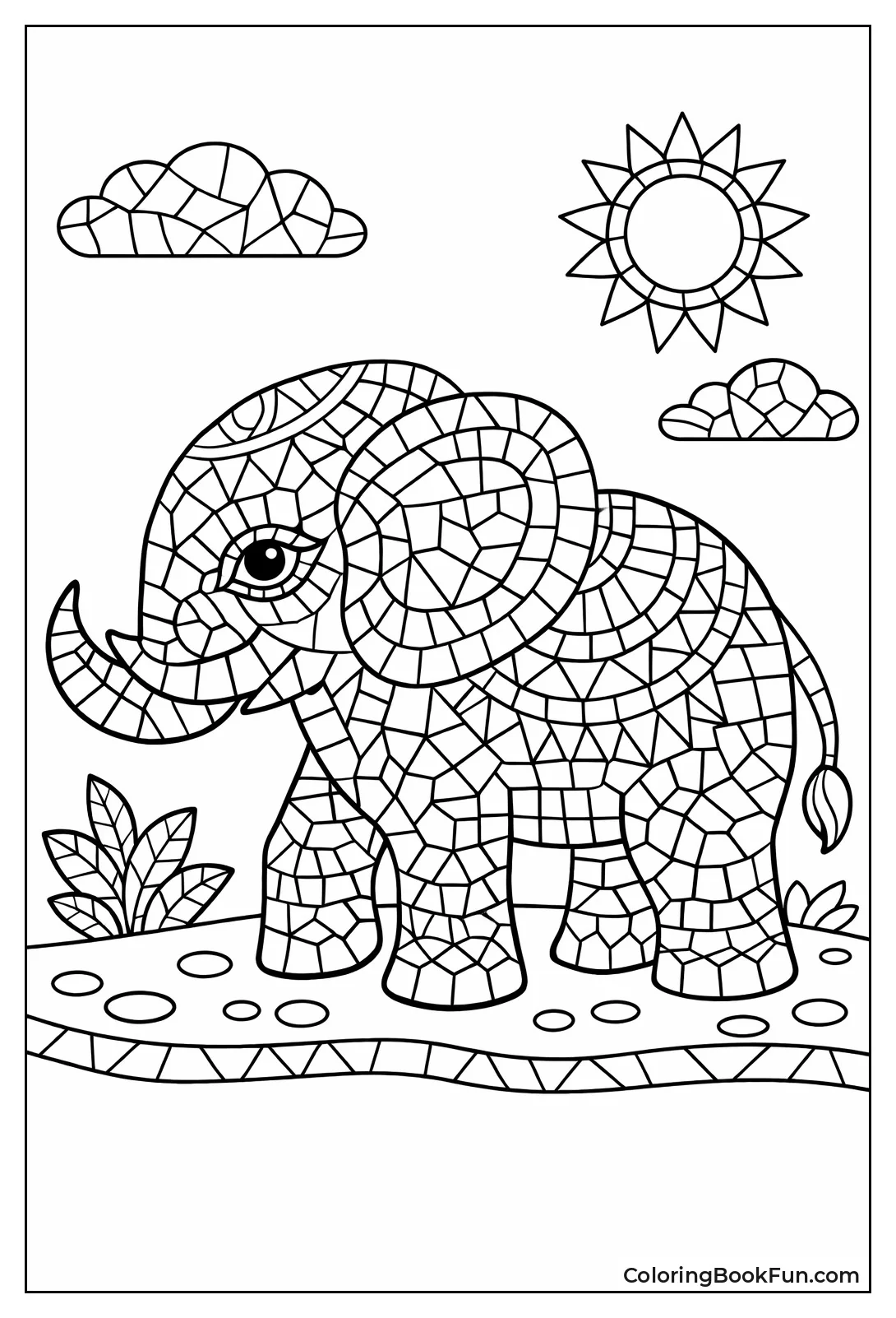 Tribal Elephant Mosaic