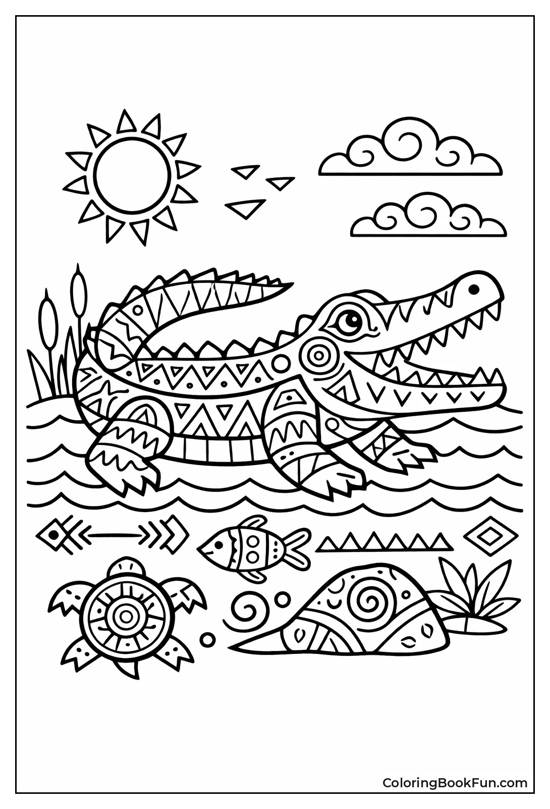 Tribal Totem Crocodile Art