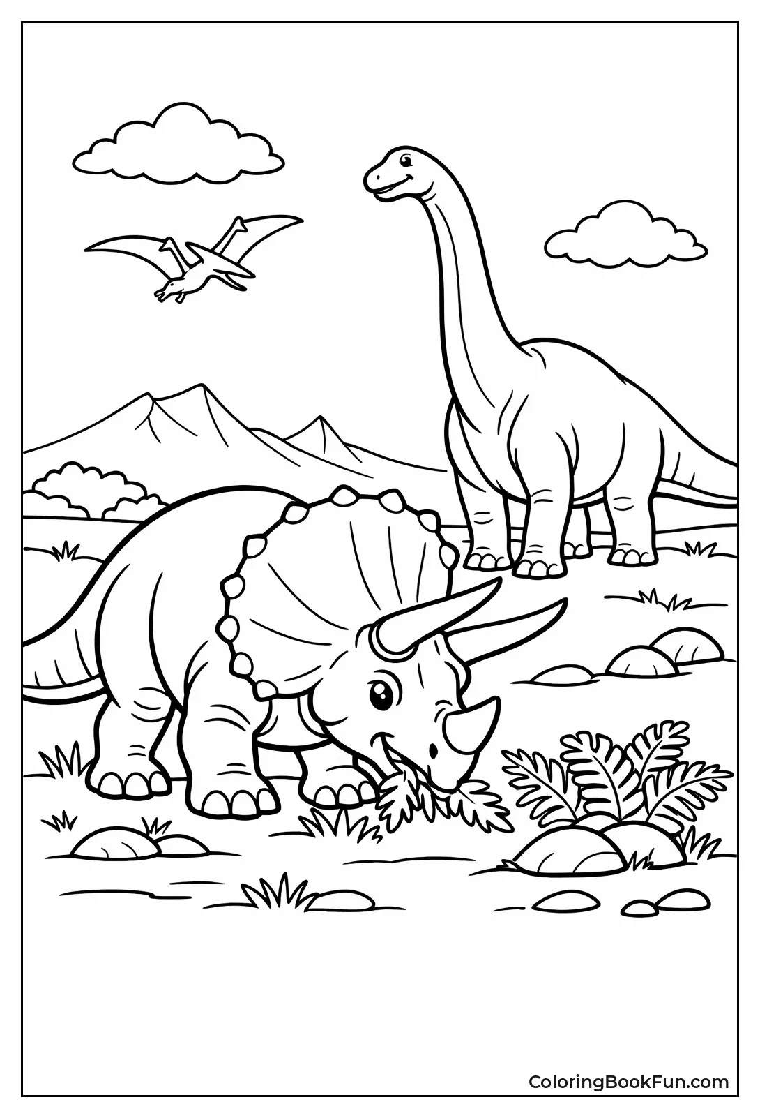 Triceratops Friends Eat Together
