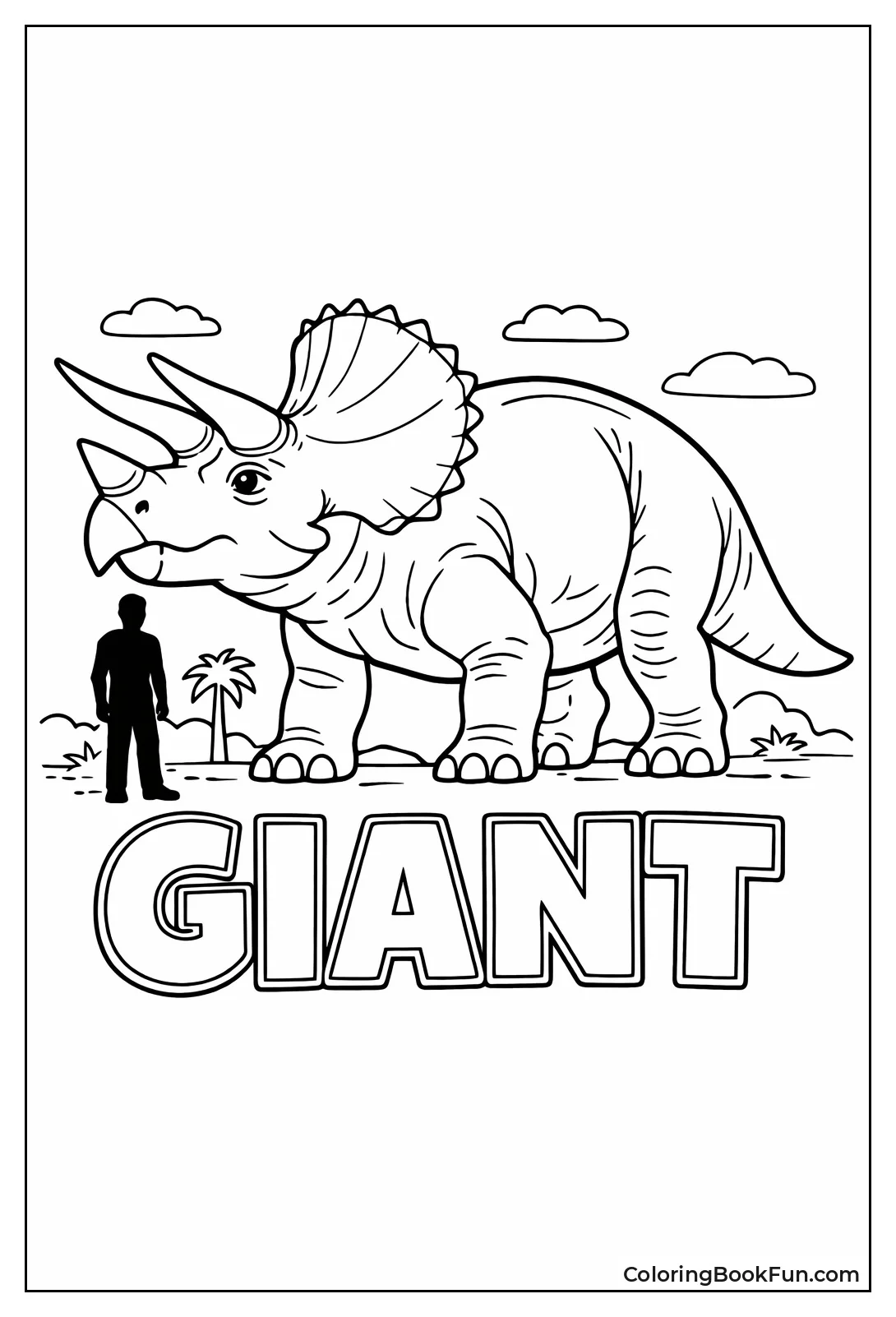 Human Stands by Triceratops