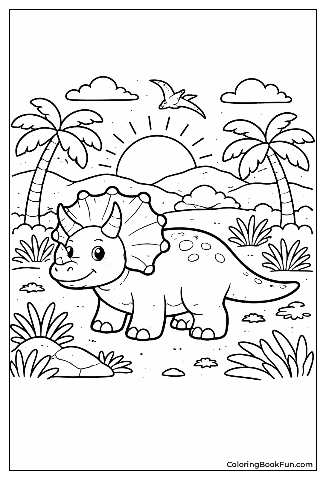 Triceratops Silhouette at Sunset