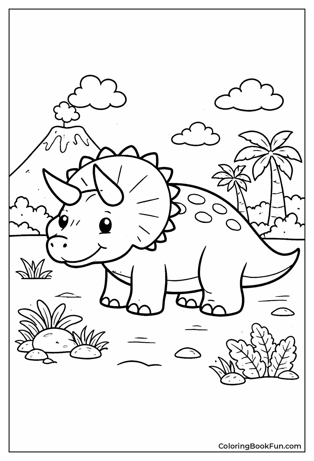 Simple Thick Triceratops Outline