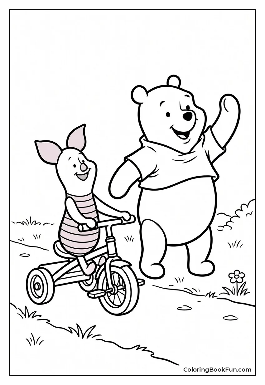 Piglet Rides Tricycle Bravely