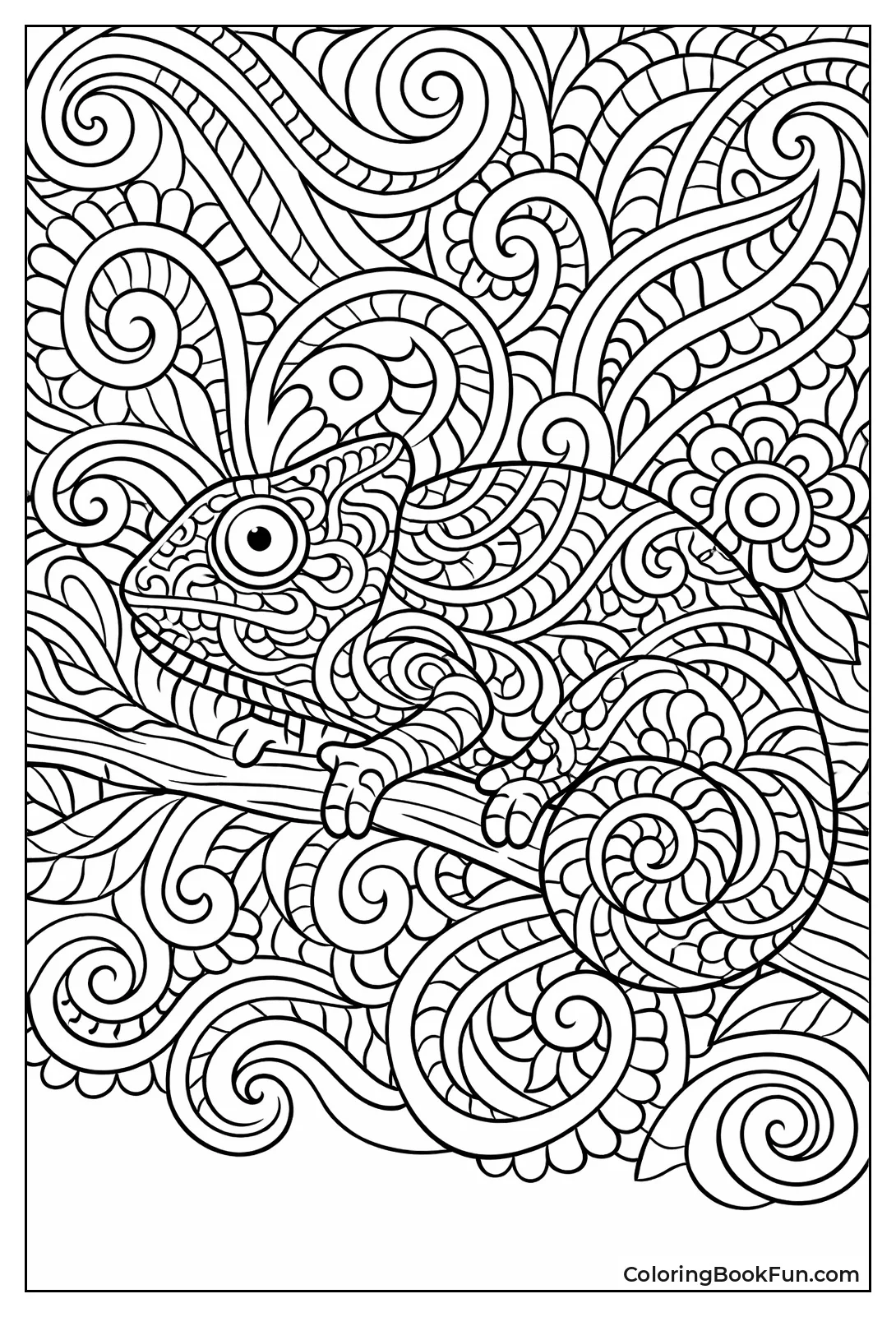 Chameleon in Paisley Swirls