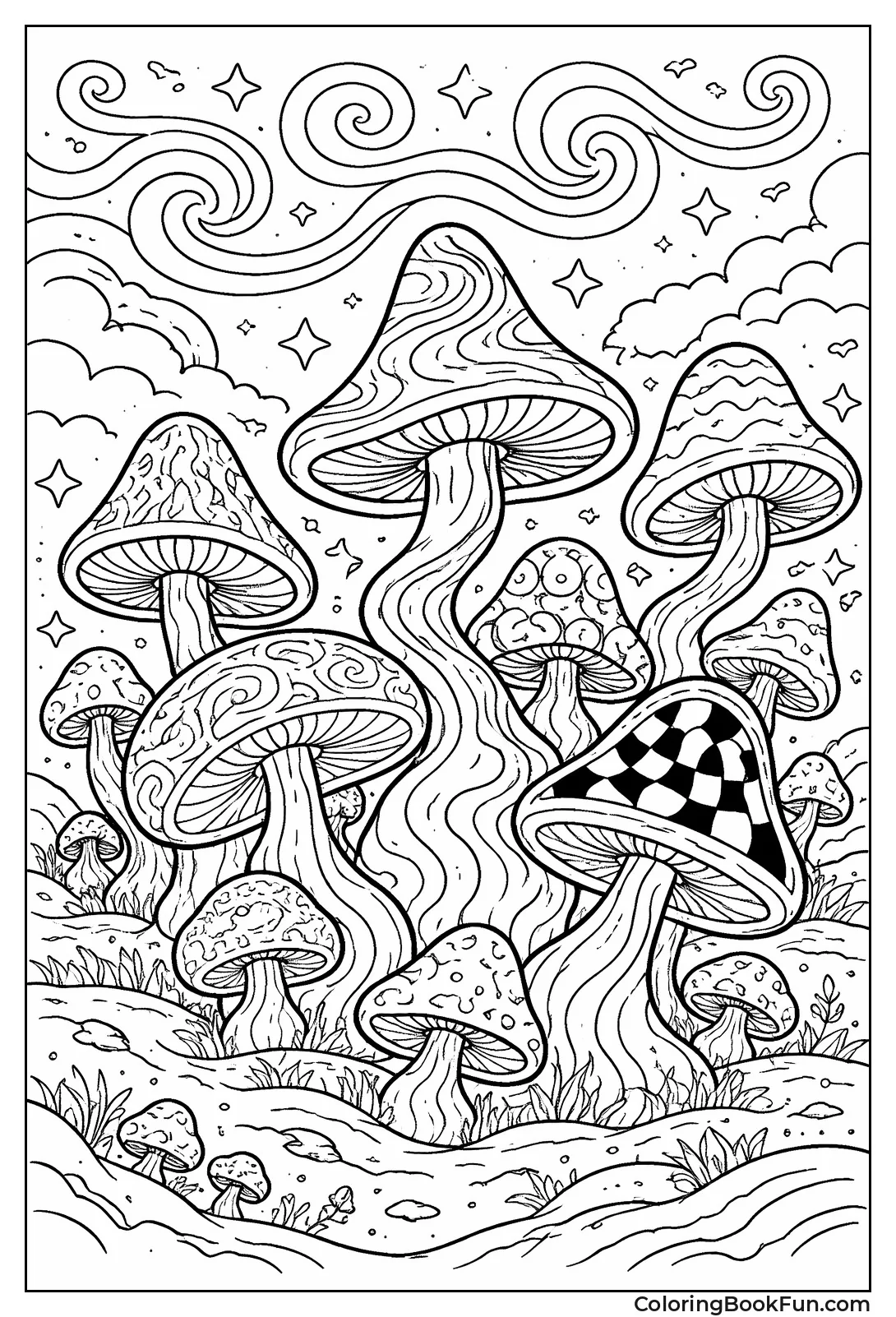 Trippy Mushrooms Bend Waves