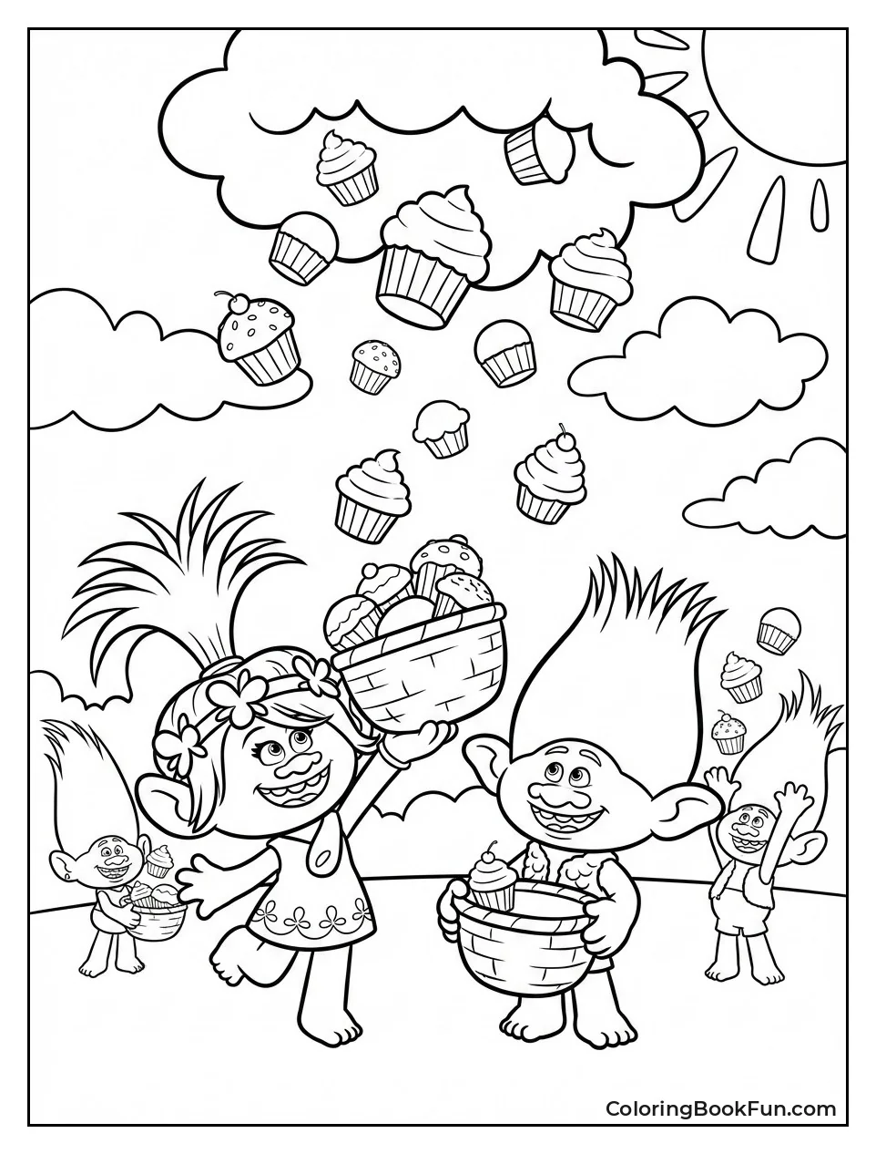 Trolls Catch Falling Cupcakes