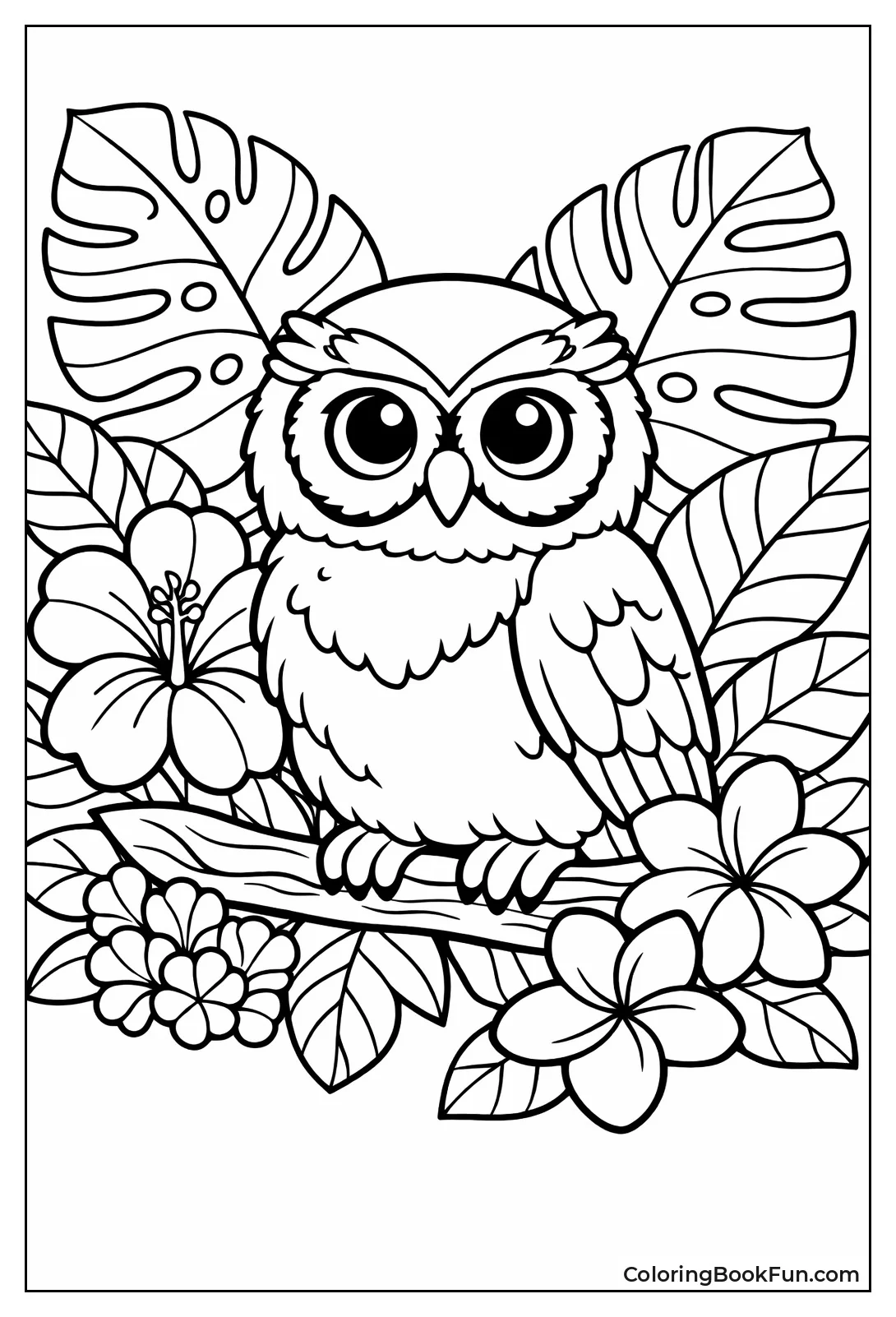 Owl in Jungle Leaves