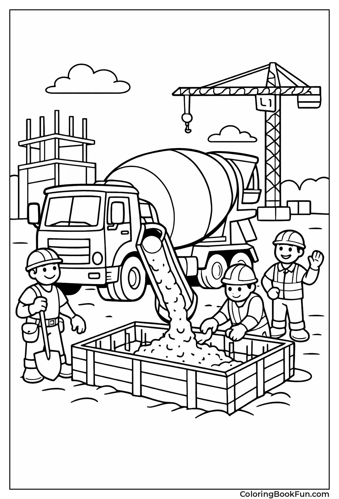 Cement Mixer Pours Concrete