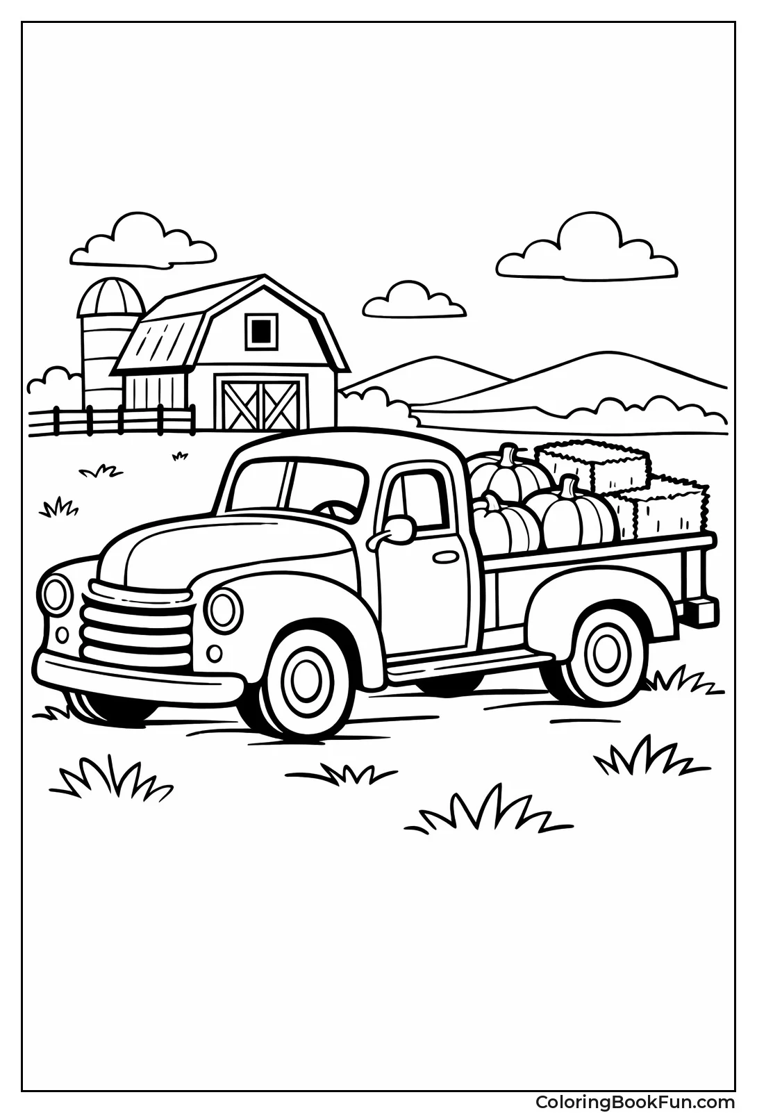 Farm Pickup Loads Pumpkins