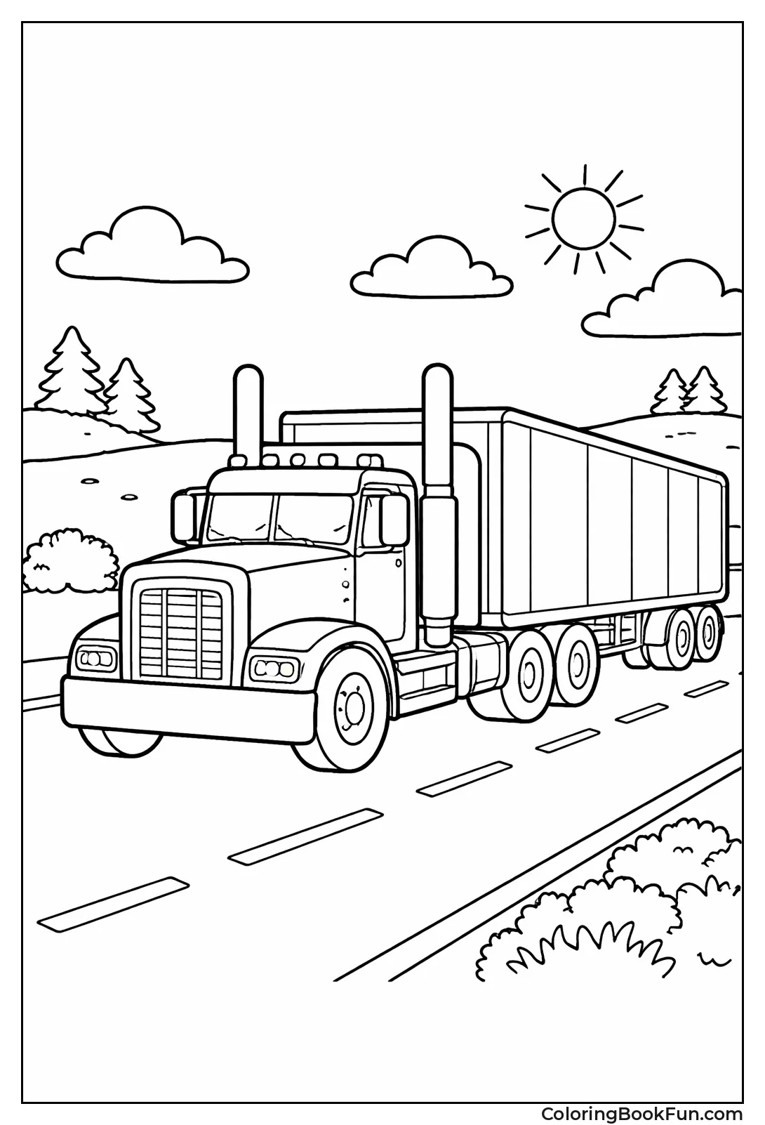 Truck Pulls Big Trailer