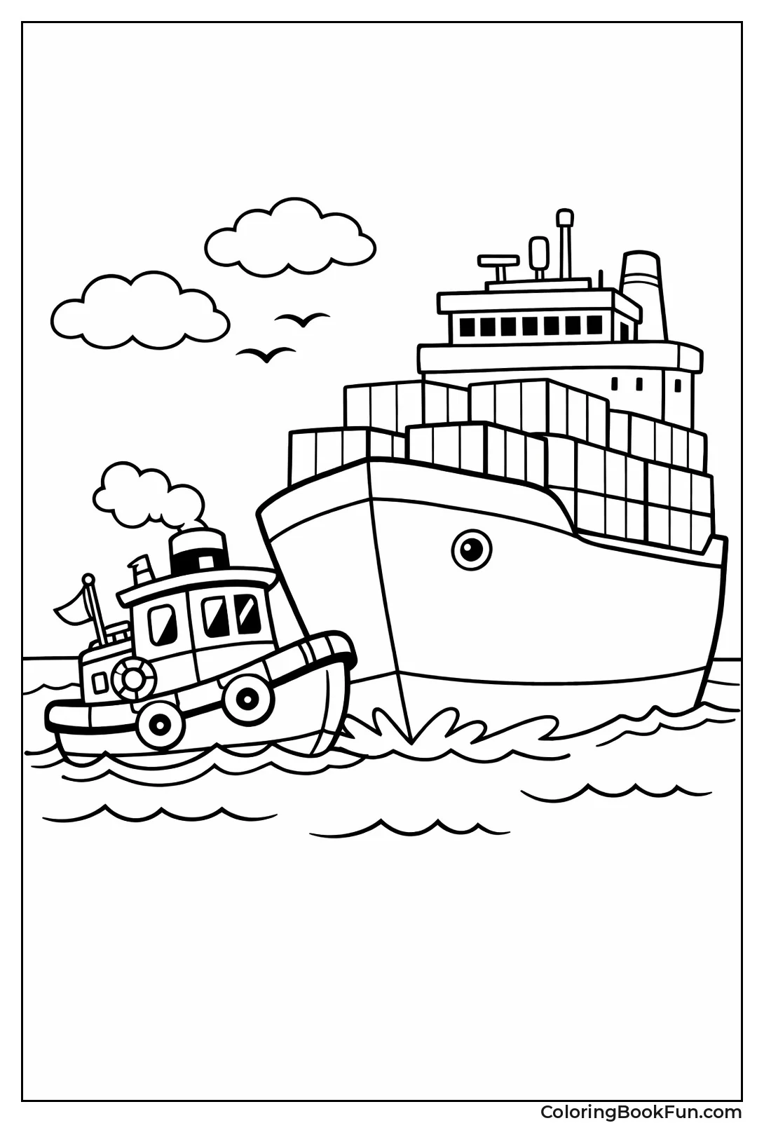 Tugboat Pushing Big Ship