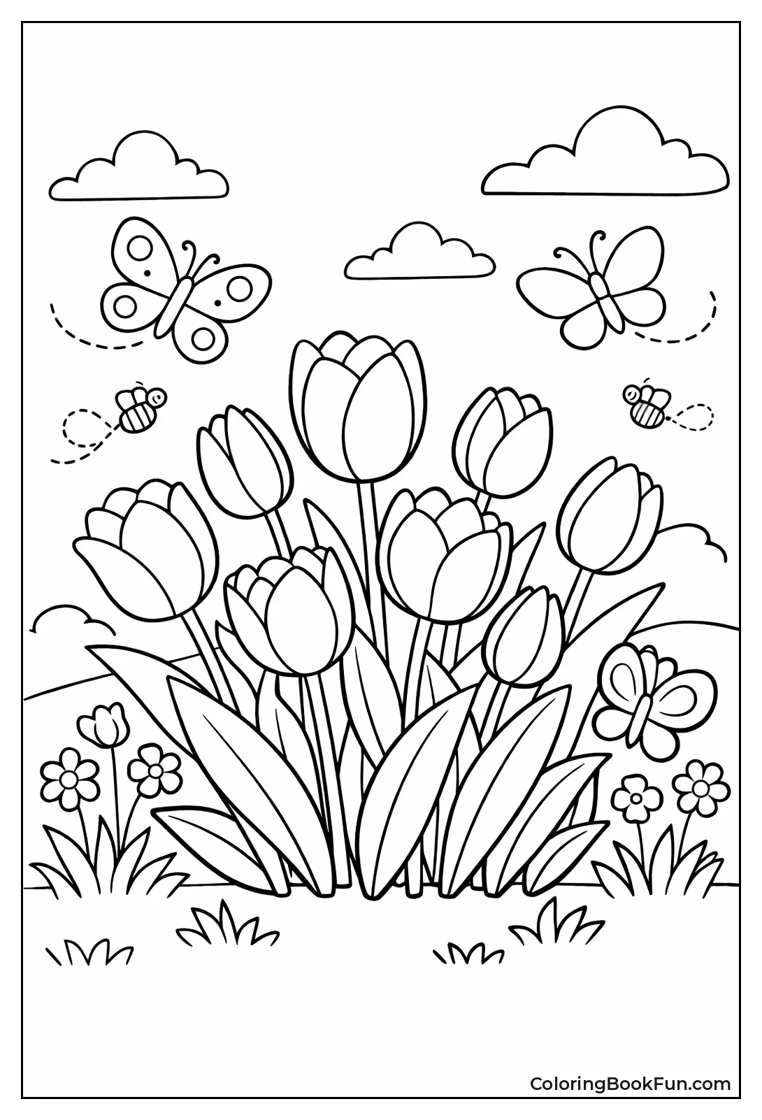 Butterflies around Tulip Garden