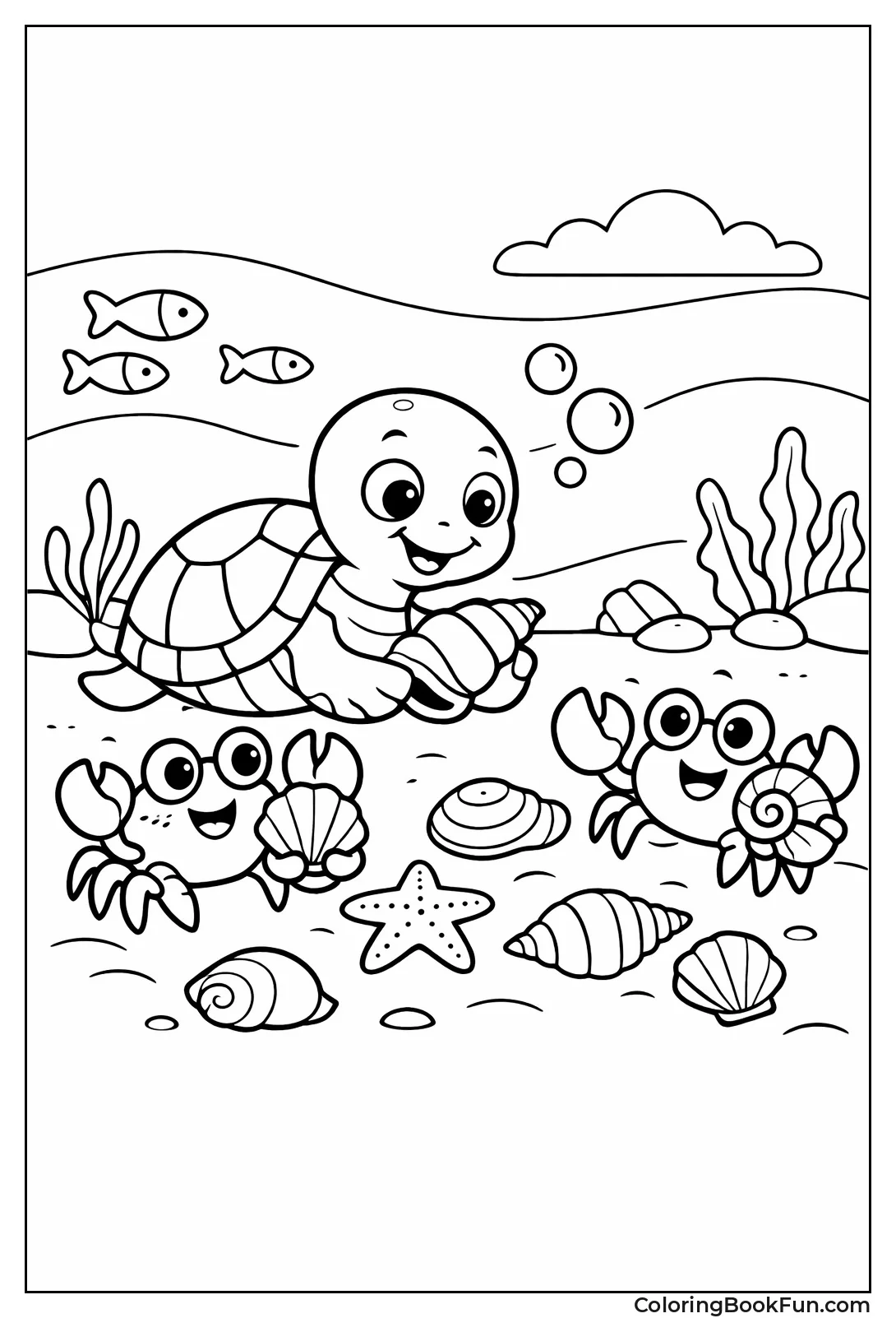 Turtle Shares Shells with Crabs