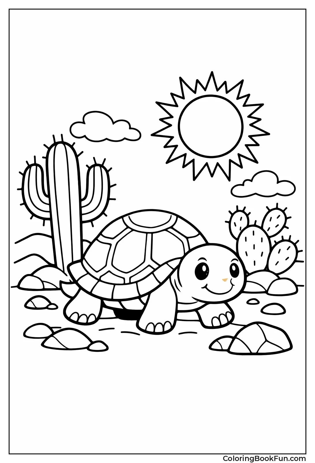 Desert Tortoise near Cacti