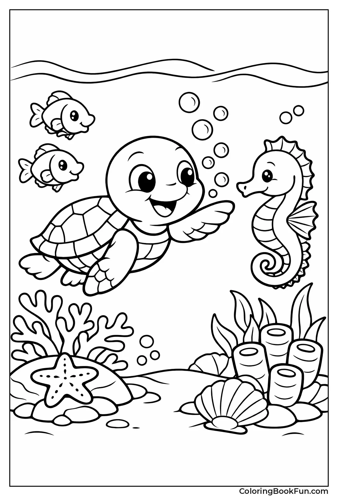 Turtle Plays with Fish