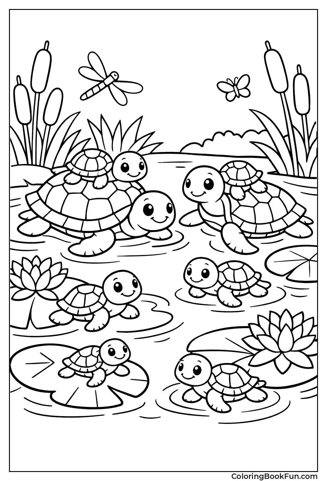 Pond Turtles with Juveniles