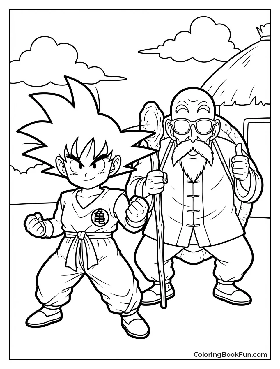 Goku Poses with Master Roshi