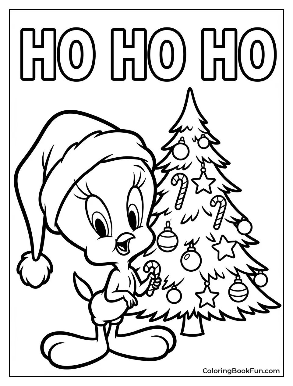 Tweety Wears Santa Hat