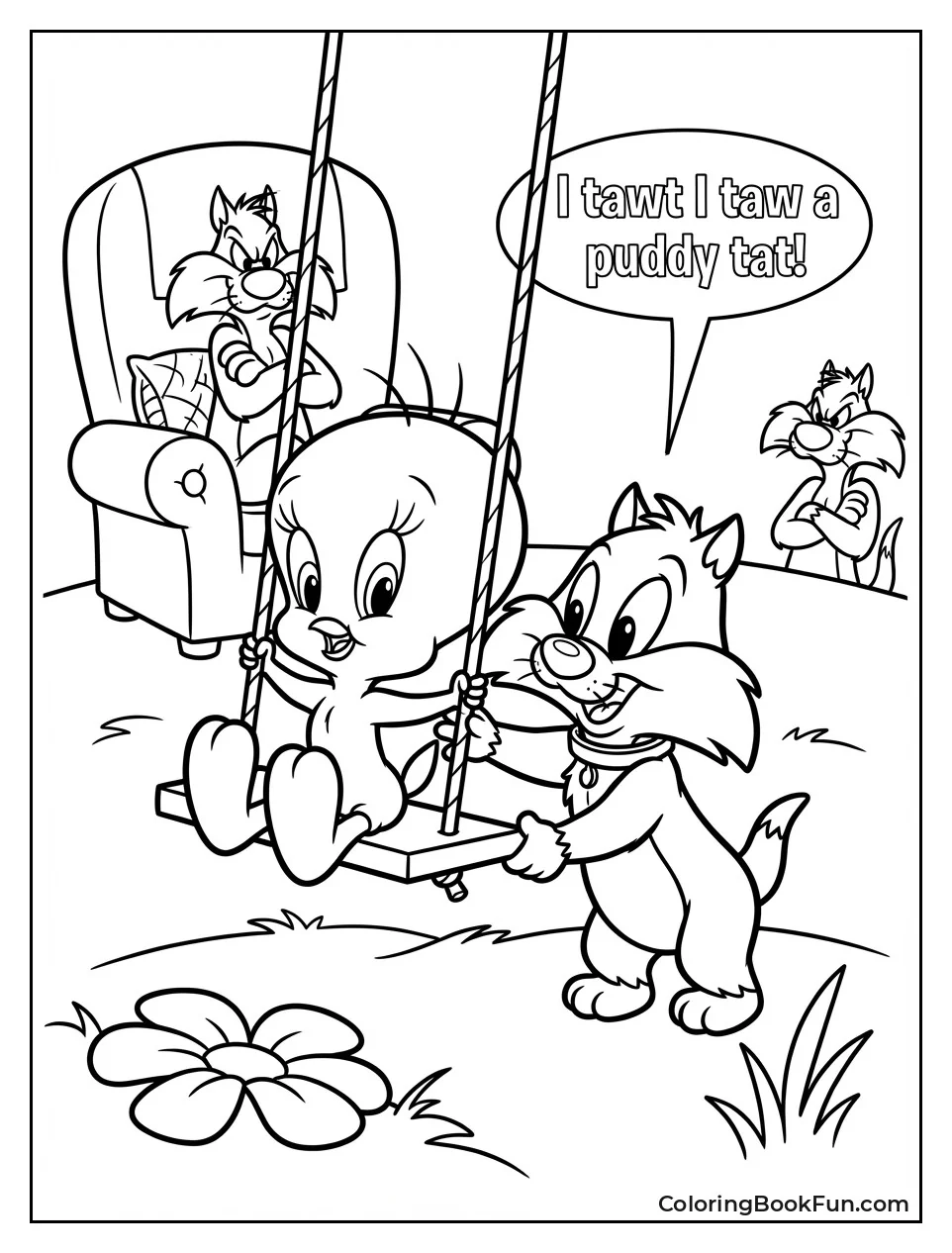 Tweety Plays with Kitten