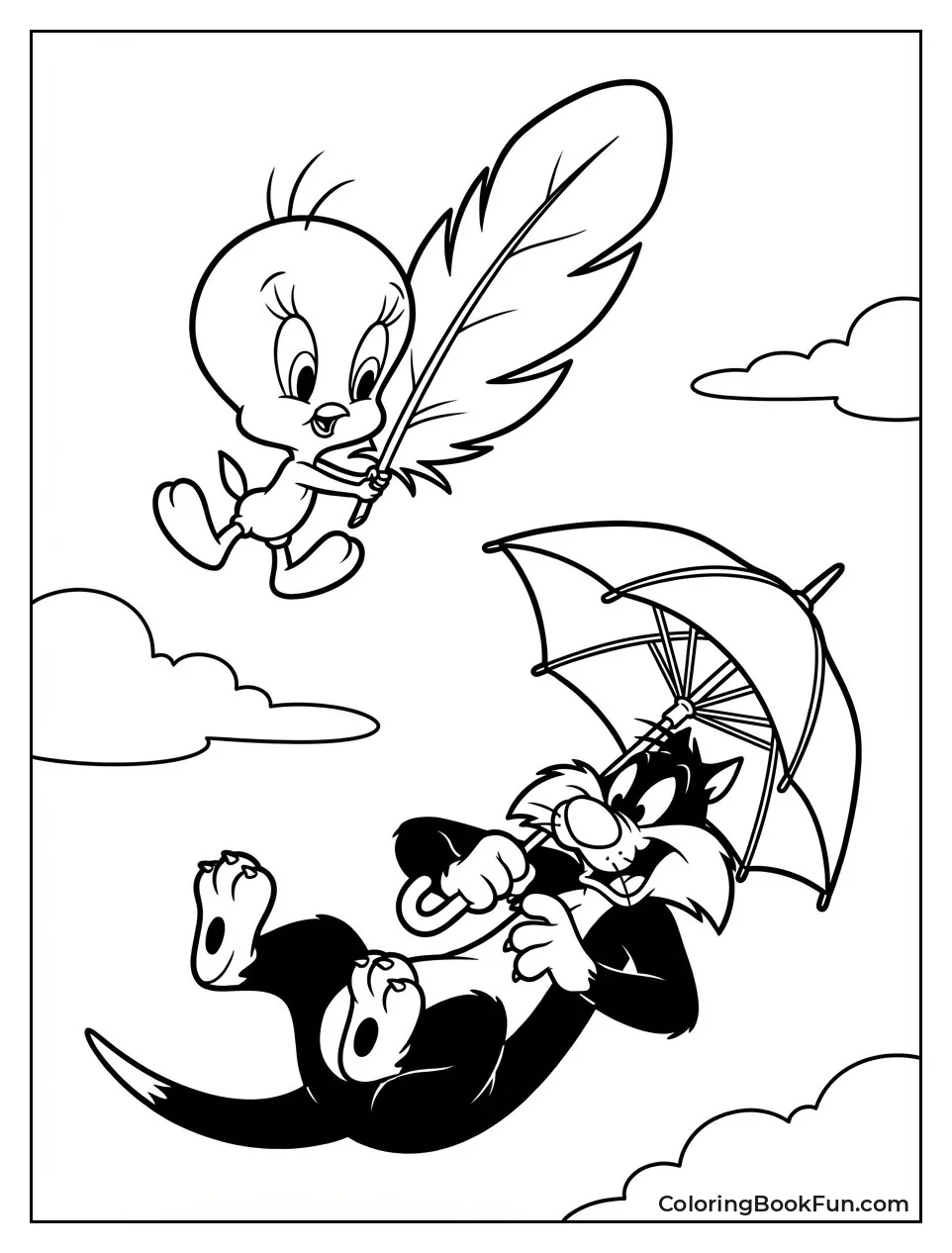 Cat Falls with Umbrella