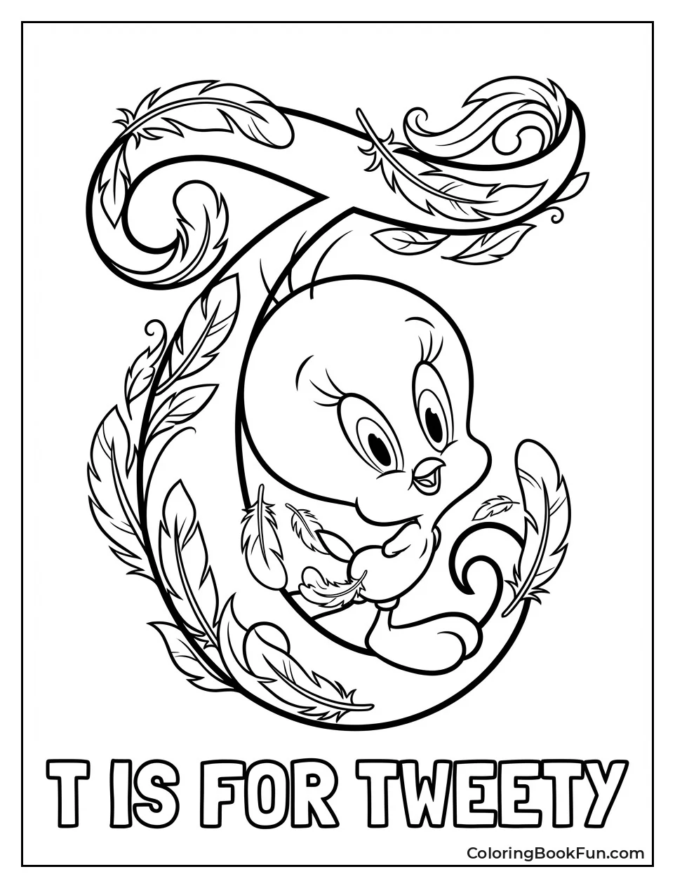 Tweety Sits on Letter T