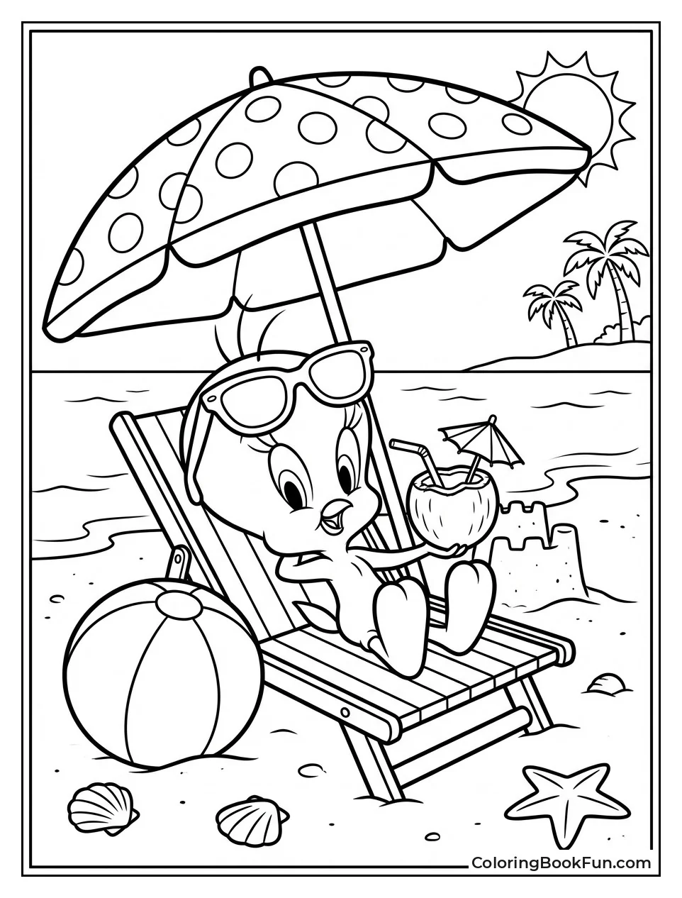 Tweety Lounges on Beach