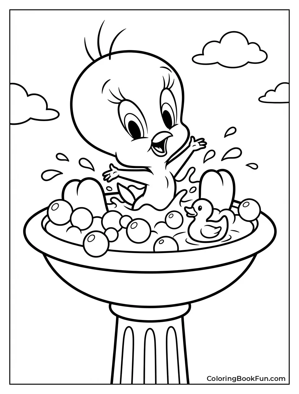 Tweety Bathes in Bubbles