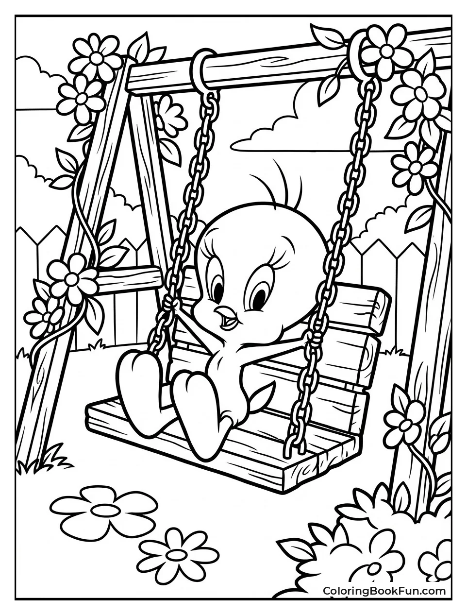 Tweety Swings in Yard