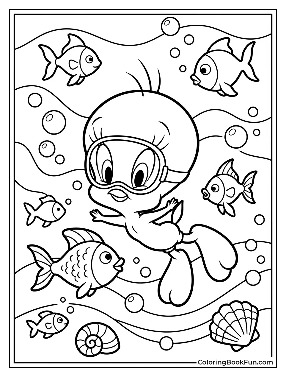 Tweety Swims with Fish