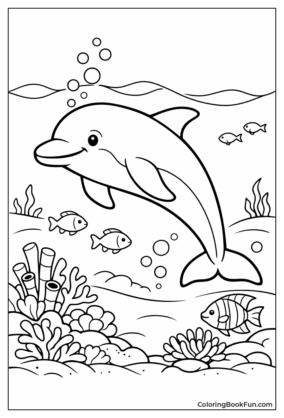 Dolphin Gliding past Corals