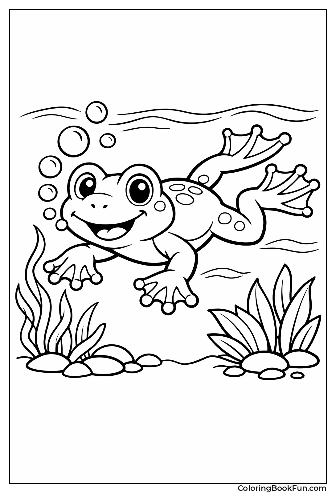 Frog Swims with Webbed Feet