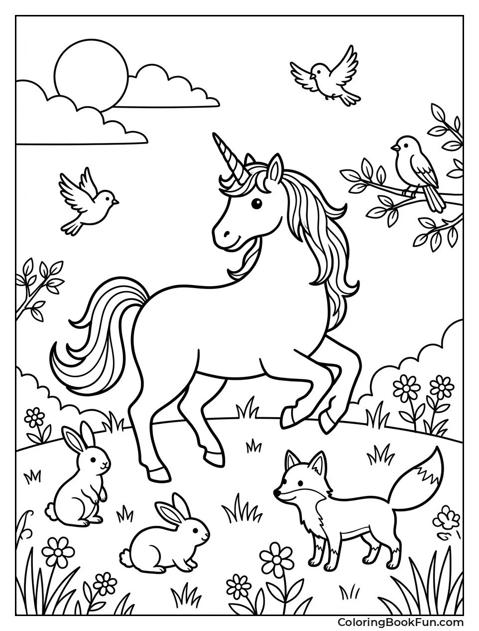 Unicorn Playing with Animals