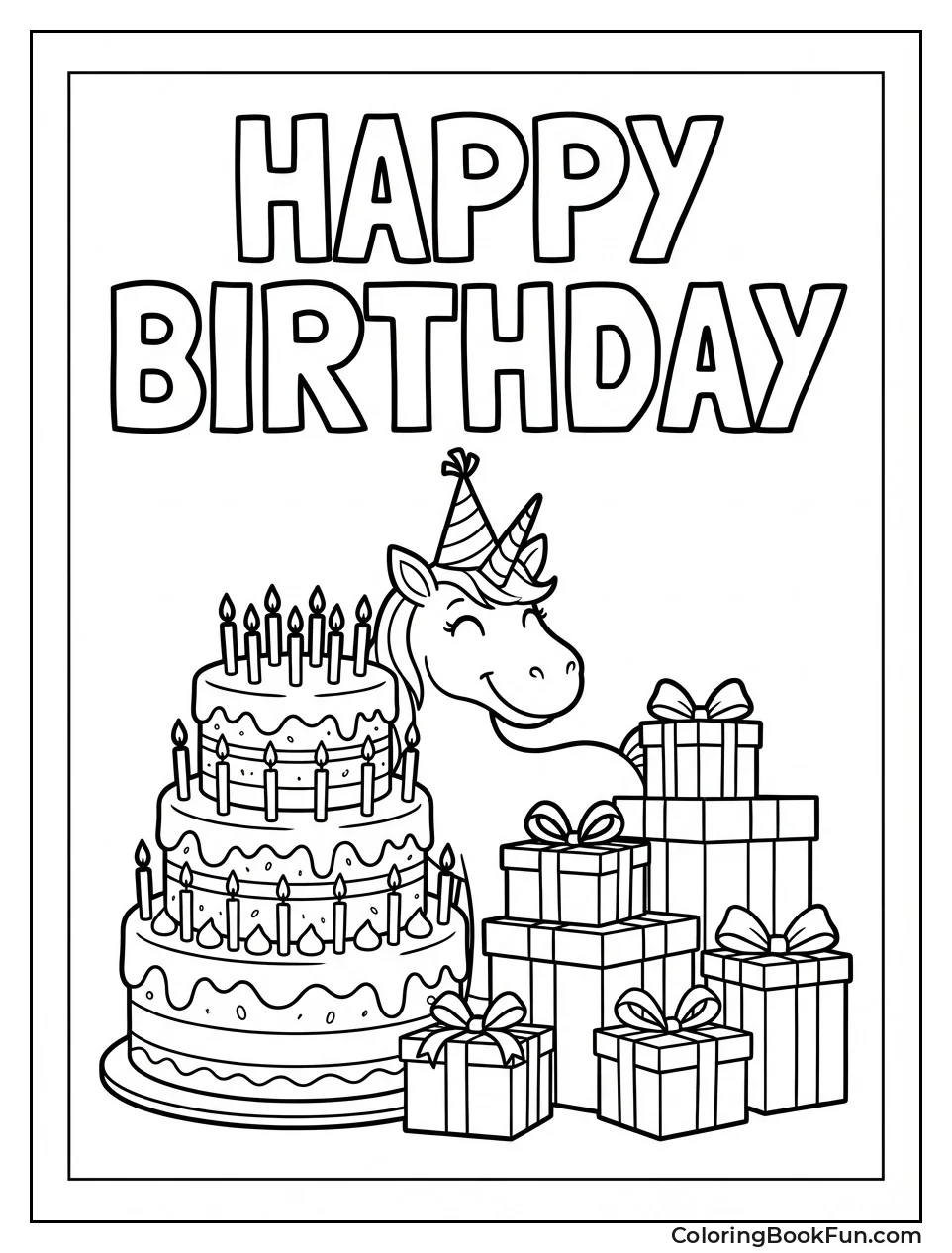 Unicorn with Birthday Cake