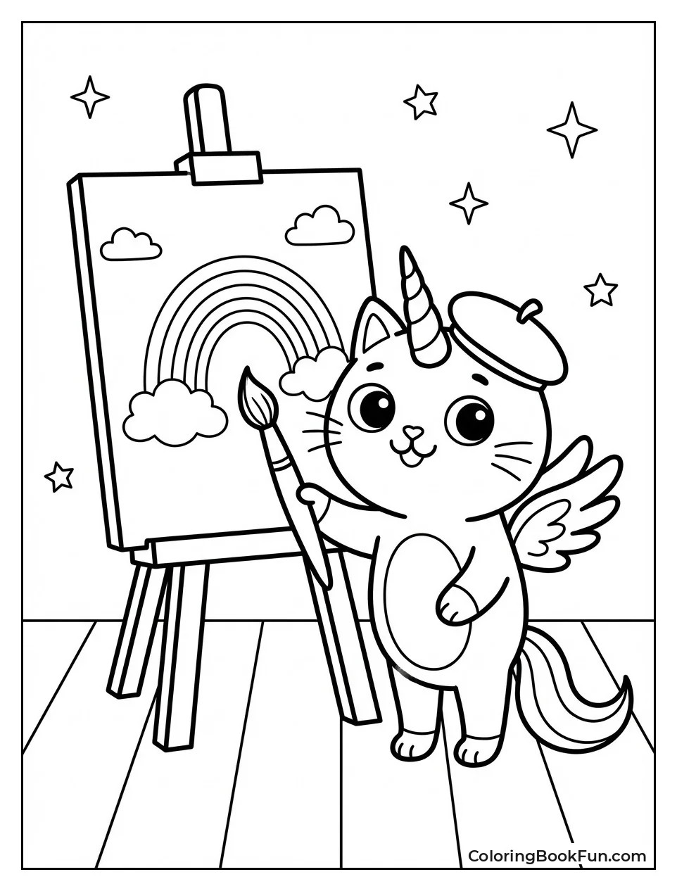 Unicorn Cat Paints Rainbow