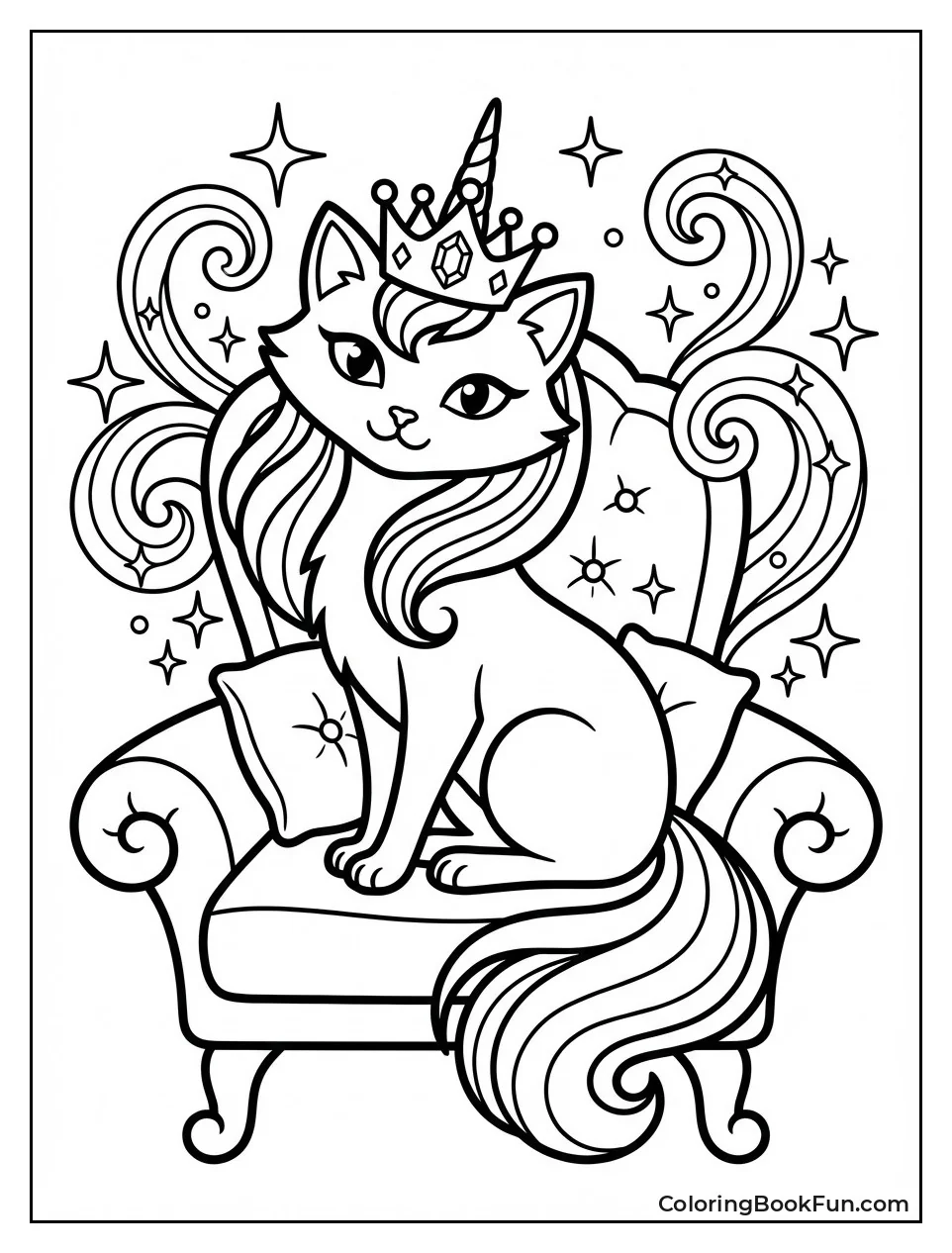 Unicorn Cat Wears Jeweled Crown