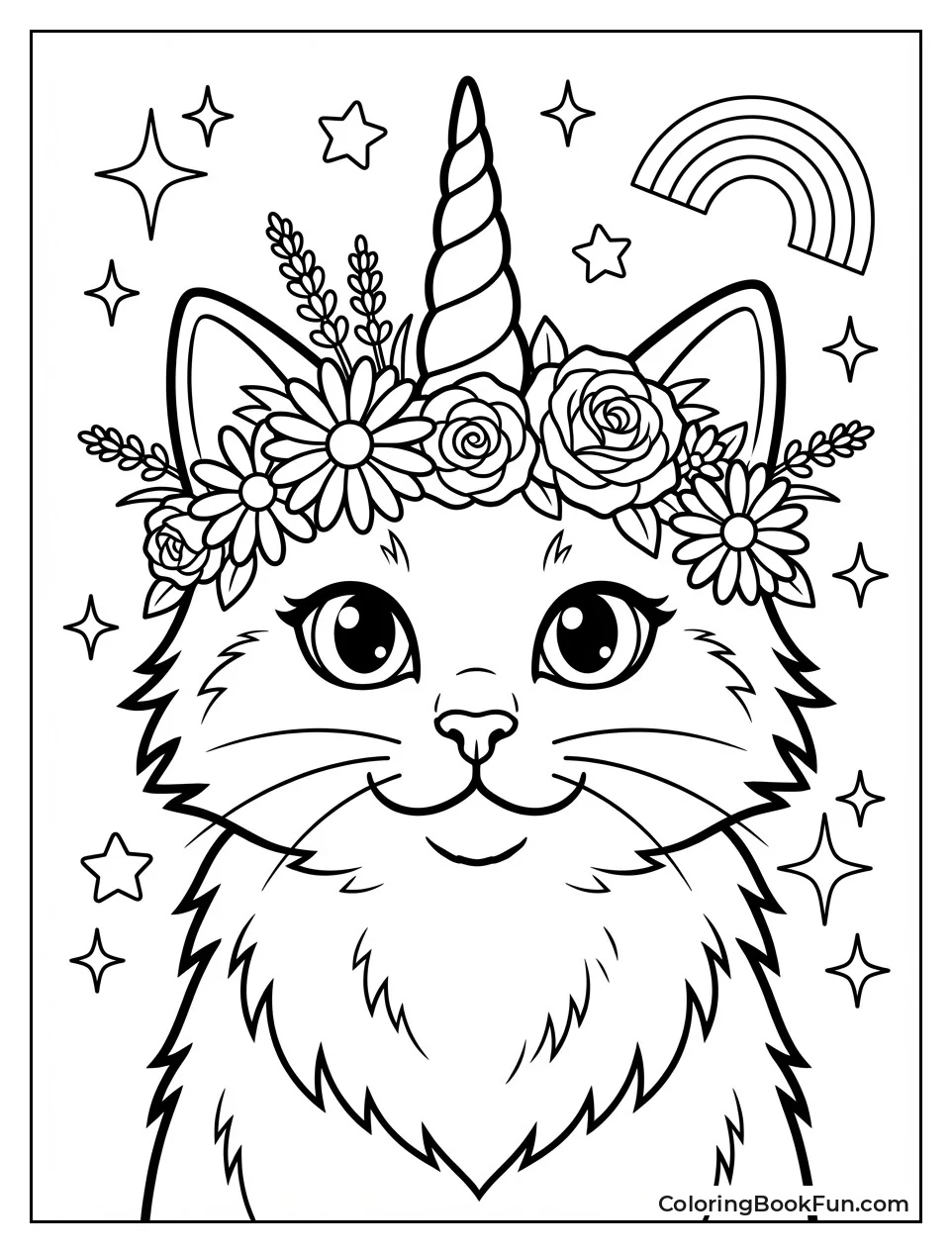 Unicorn Cat Wears Flower Crown