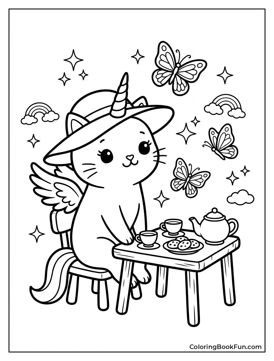 Unicorn Cat at Tea Party