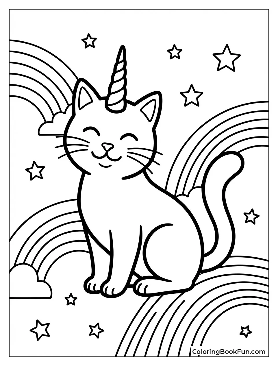 Unicorn Cat Glows with Stars