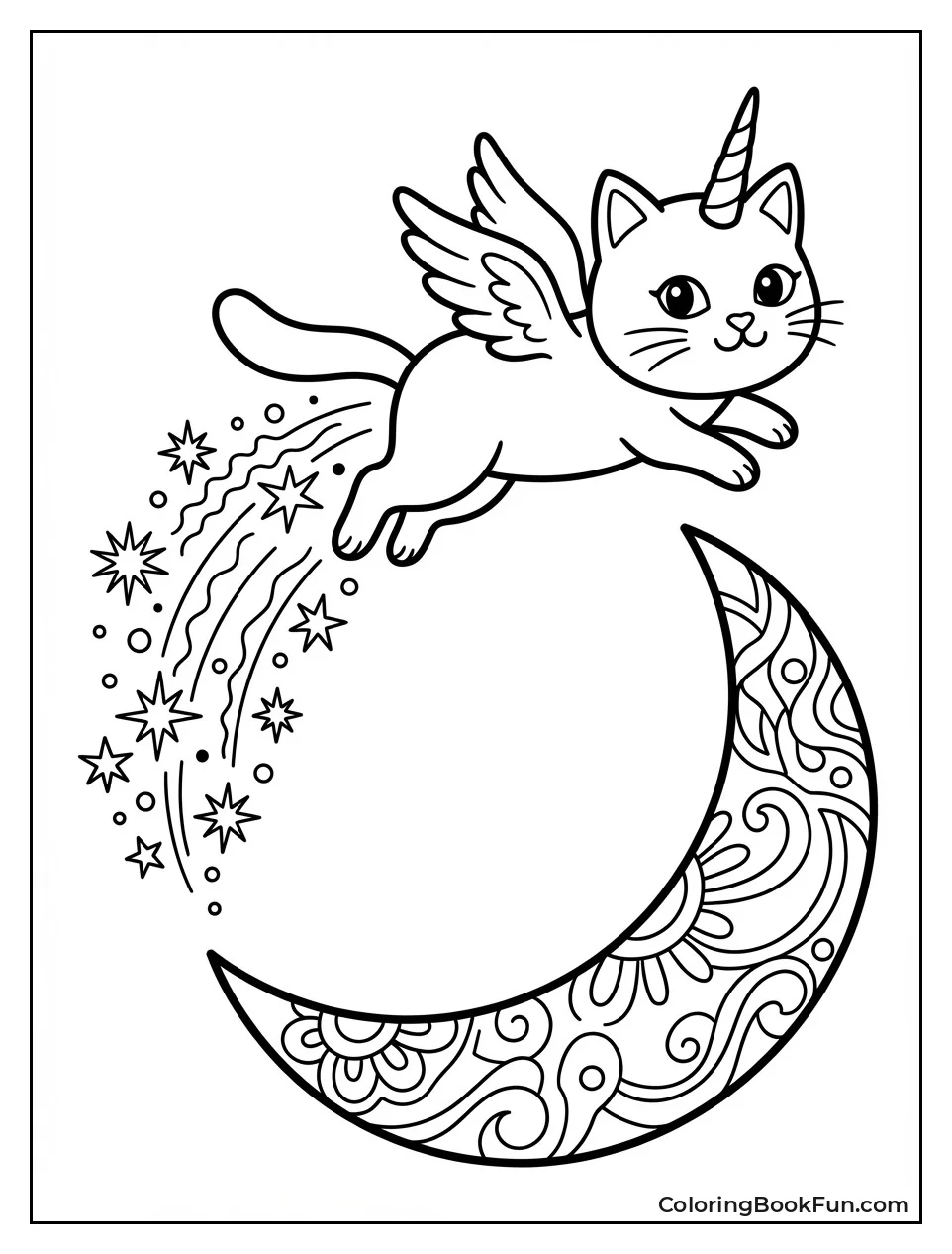 Unicorn Cat Leaps over Moon