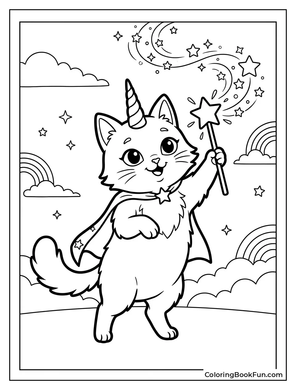 Unicorn Cat Waves Magic Wand
