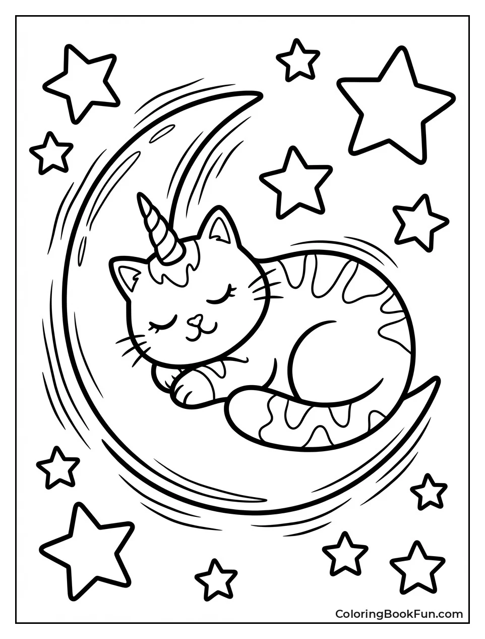 Unicorn Cat Sleeps on Moon