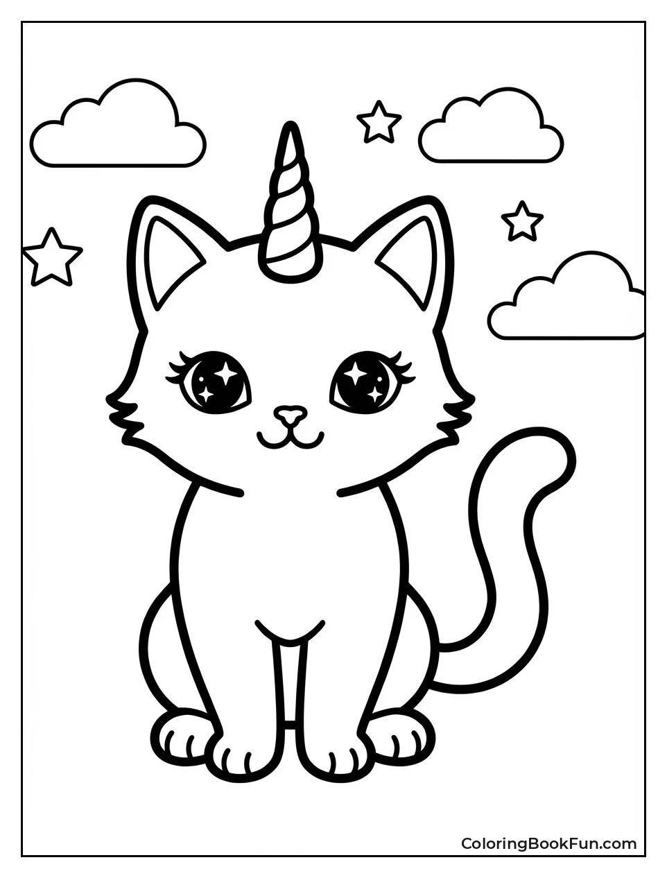 Unicorn Cat with Rainbow Horn