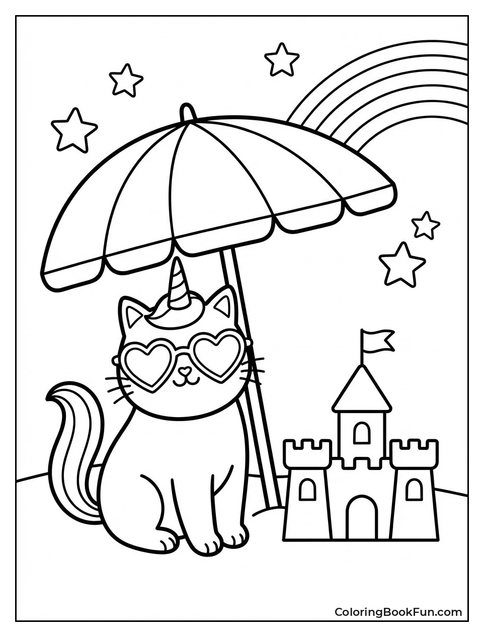 Unicorn Cat Lounges at Beach